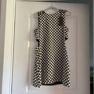 Vetta cutout jumper dress fern green/checkerboard reversible never worn